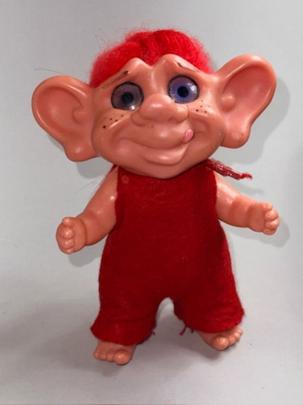 Vintage Russ Berrie Troll Toy Figure Pixie Elf Red Hair Vinyl Bank Antique RARE